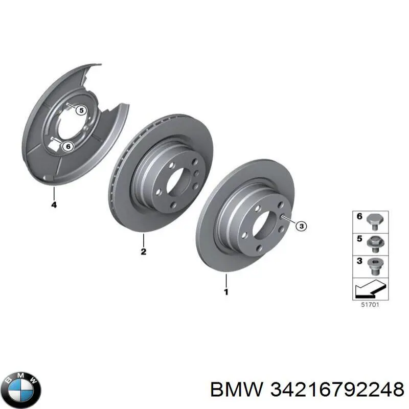 34216792248 BMW защита тормозного диска заднего правая