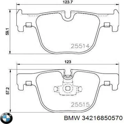 34216850570 BMW sapatas do freio traseiras de disco