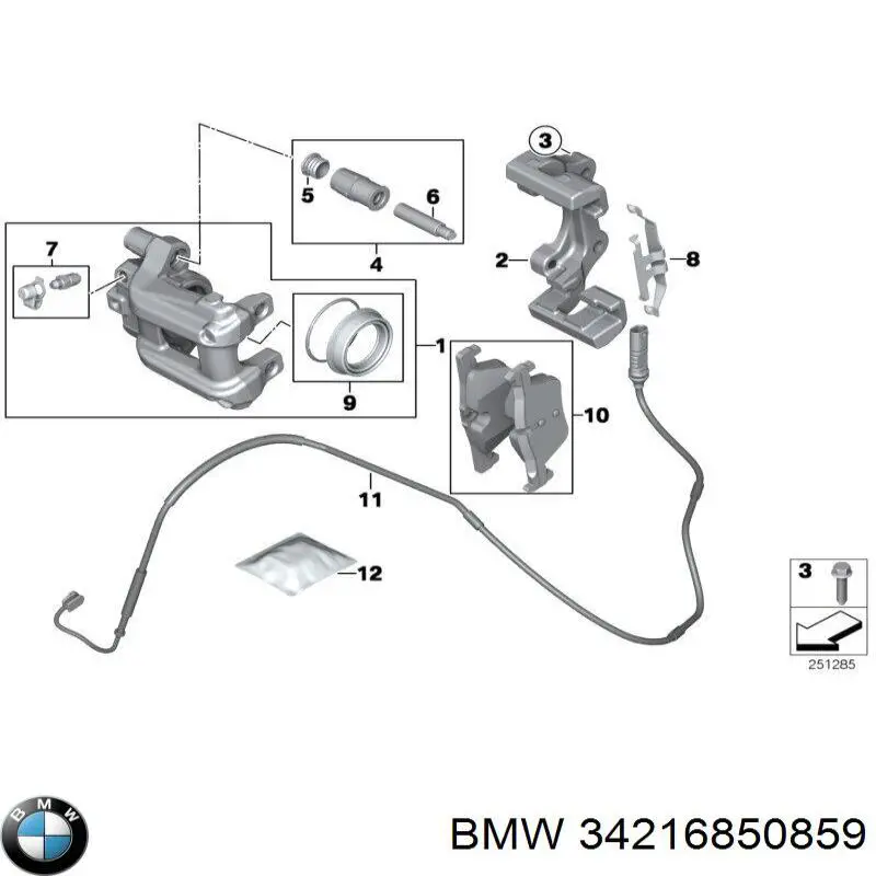Ремкомплект заднего суппорта  BMW 34216850859