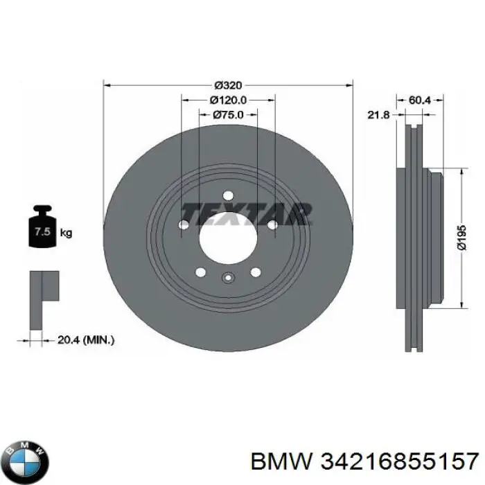 34216855157 BMW диск тормозной задний