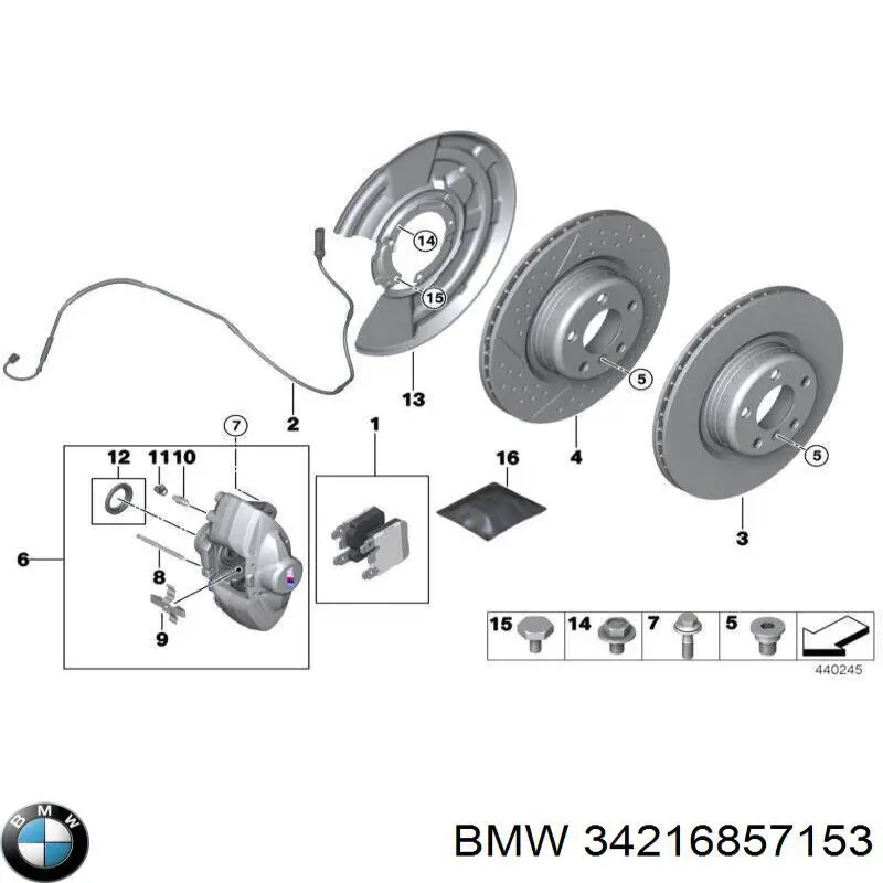 Ремкомплект суппорта тормозного заднего BMW 34216857153