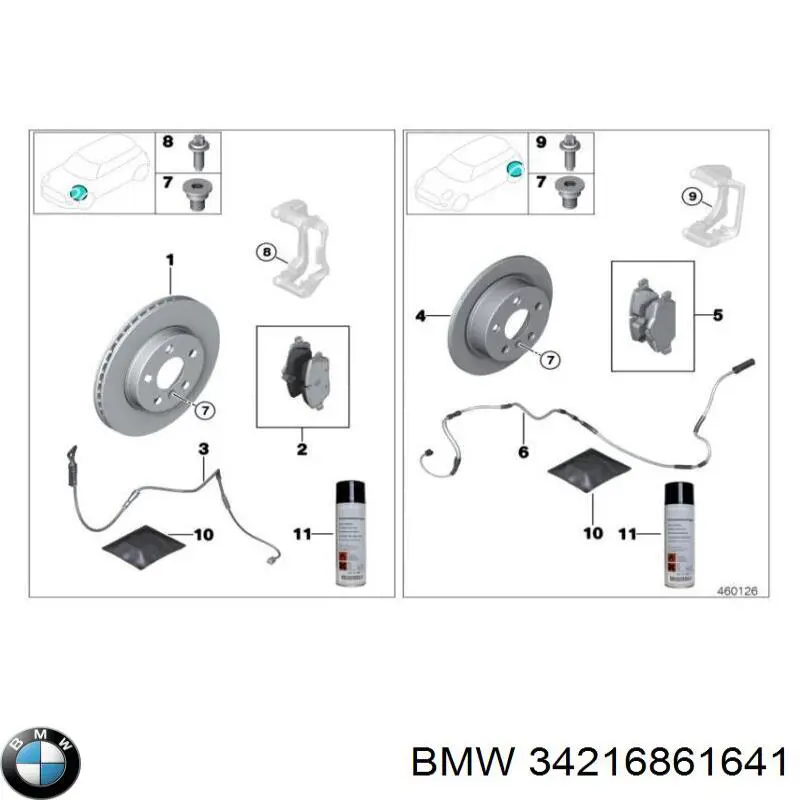 34216861641 BMW sapatas do freio traseiras de disco