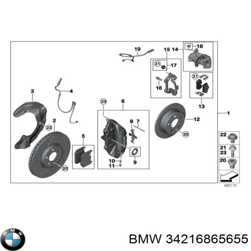 34216860557 BMW kit de reparação de suporte do freio traseiro