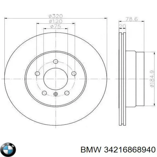 34216868940 BMW диск тормозной задний