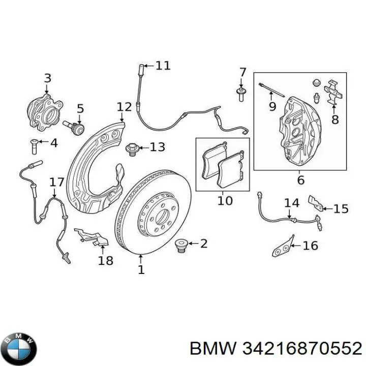 Задние дисковые колодки BMW 34216870552