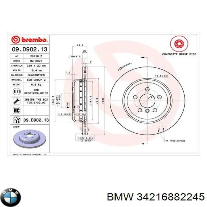 Купить 34216882245 BMW Диск тормозной задний