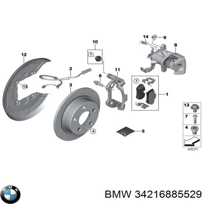 Sapatas do freio traseiras de disco 34216885529 BMW
