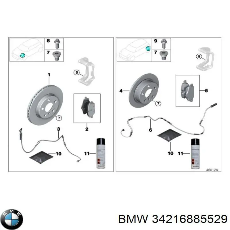 34216885529 BMW sapatas do freio traseiras de disco