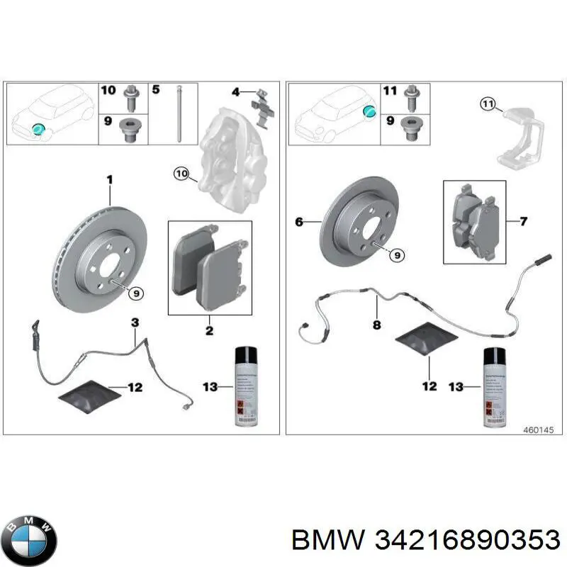 34216890353 BMW колодки тормозные задние дисковые