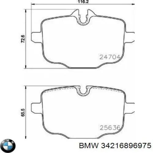 Купить 34216896975 BMW Колодки тормозные задние, дисковые