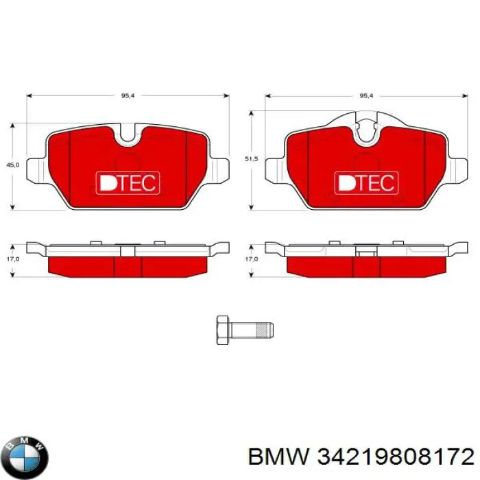 Задние тормозные колодки 34219808172 BMW