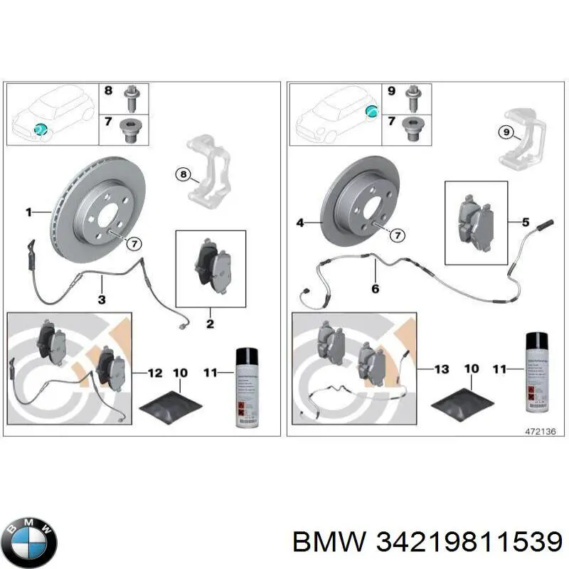 34219811539 BMW диск тормозной задний