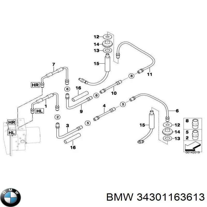 34301163613 BMW Шайба форсунки верхняя