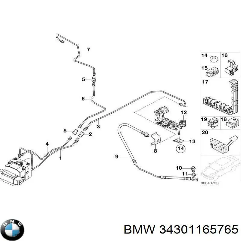 Шланг тормозной задний, левый BMW 34301165765 цена, от 20.10 USD