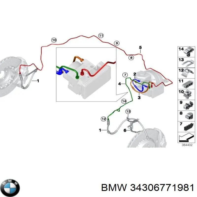 34306771981 BMW Скоба крепления тормозного шланга
