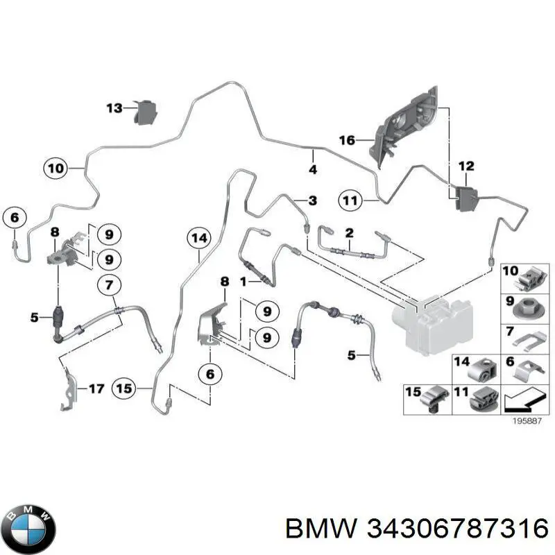 34306787316 BMW шланг тормозной передний