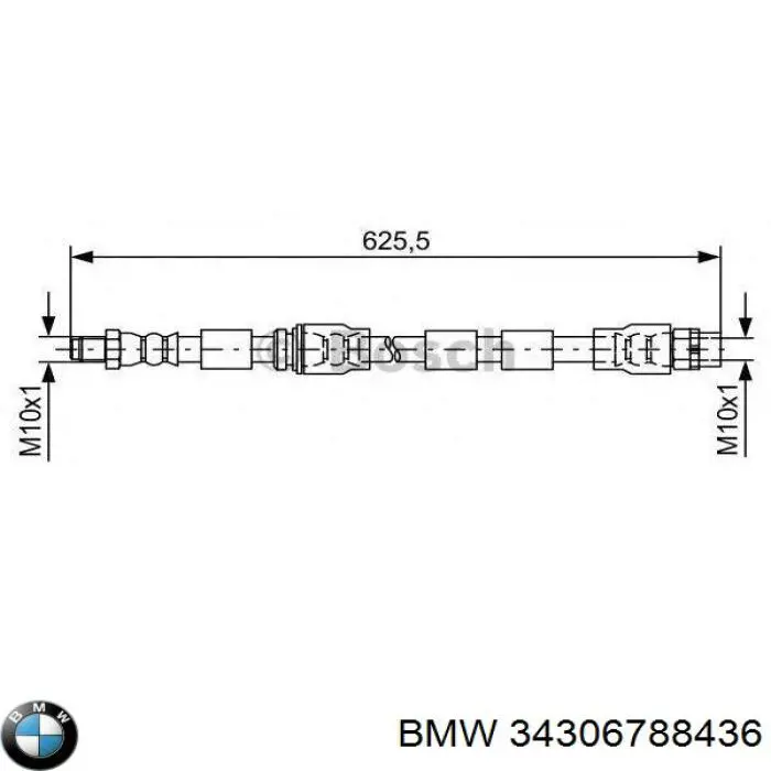 34306788436 BMW шланг тормозной передний