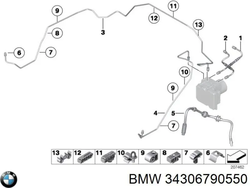 Шланг гальмівний передній 34306790550 BMW