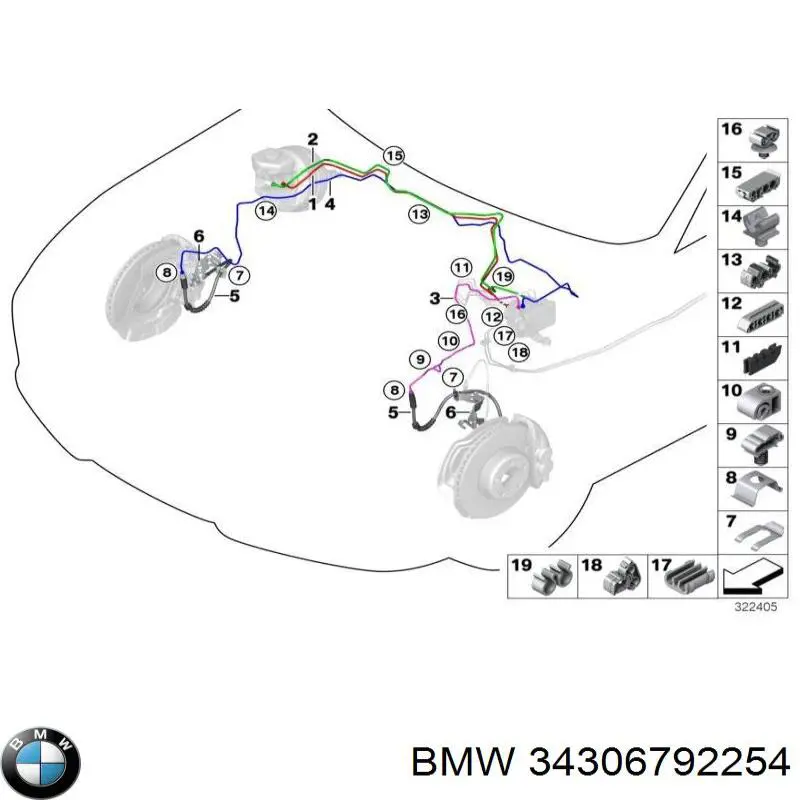 Mangueira do freio dianteira 34306792254 BMW