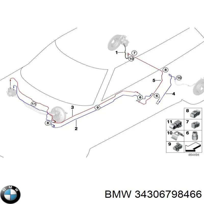 Тормозной шланг задний BMW 34306798466 цена, от 6.33 USD