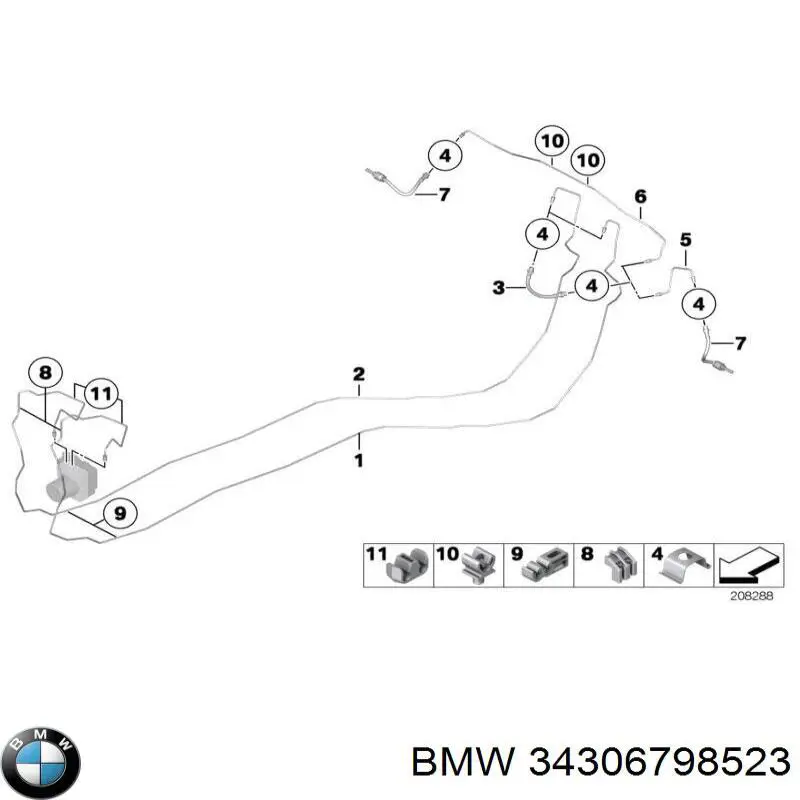 Шланг тормозной задний BMW 34306798523
