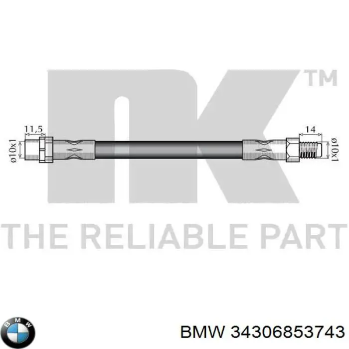 Купить 34306853743 BMW Шланг тормозной передний