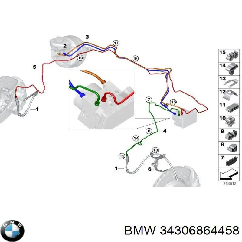 Трубка тормозная передняя левая BMW 34306864458 цена, от 7.60 USD