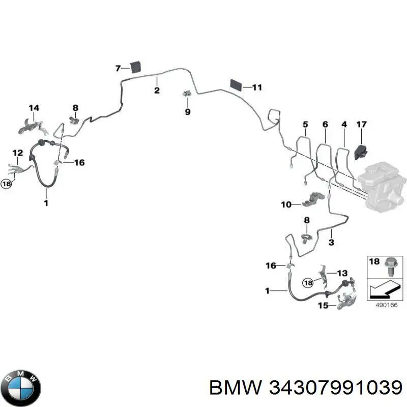 Шланг тормозной передний BMW 34307991039 цена, от 26.13 USD