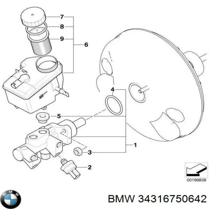Главный тормозной цилиндр 34316750642 BMW