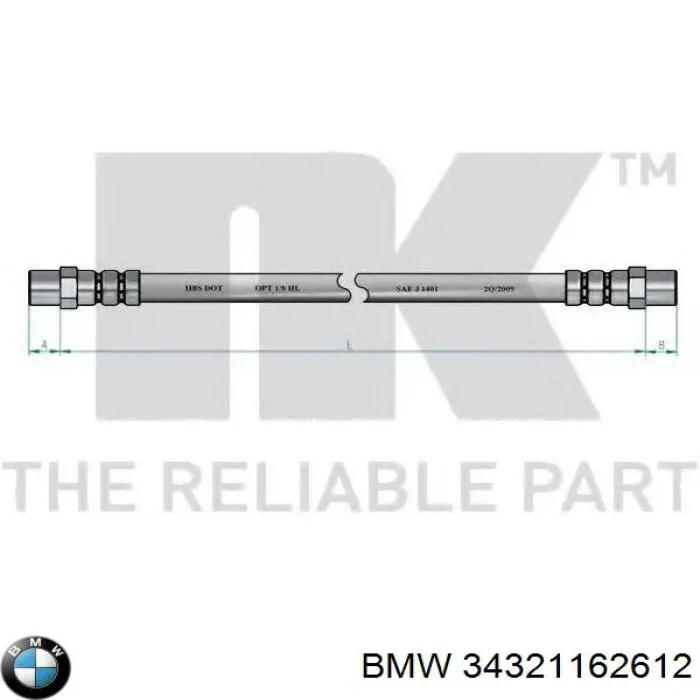 Купить 34321162612 BMW Шланг тормозной передний, правый