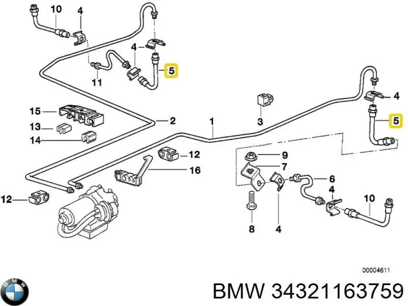 Купить 34321163759 BMW Задний тормозной шланг