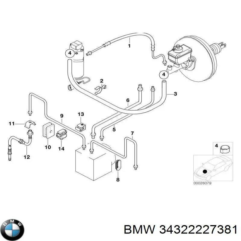 Шланг тормозной передний BMW 34322227381 цена, от 13.74 USD