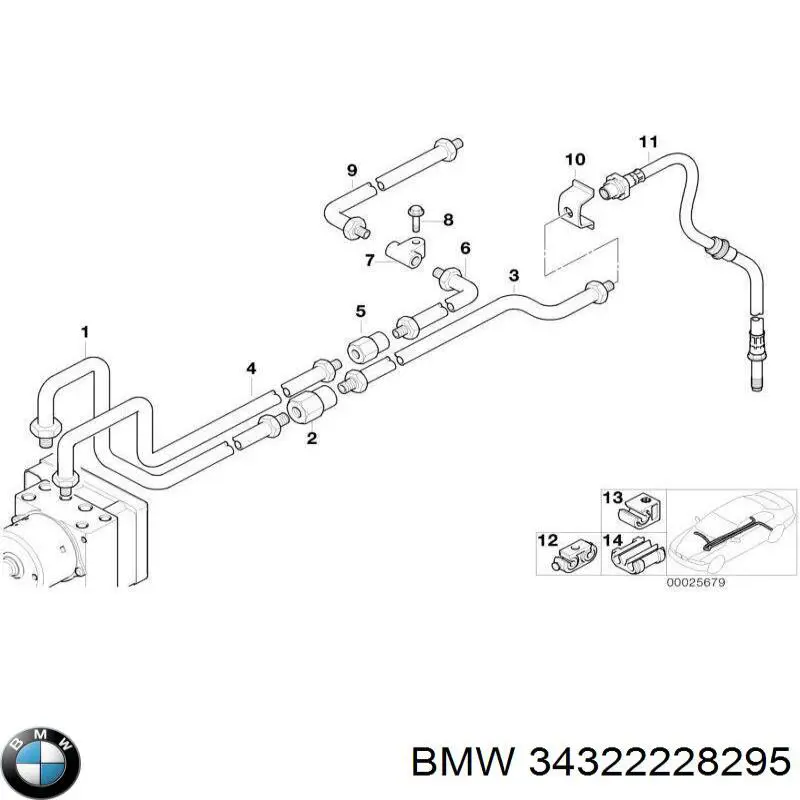 Купить 34322228295 BMW Задний тормозной шланг