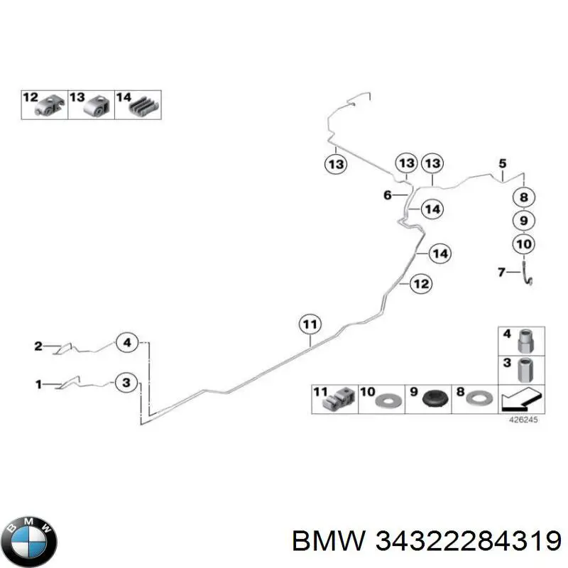 Купить 34322284319 BMW Задний тормозной шланг