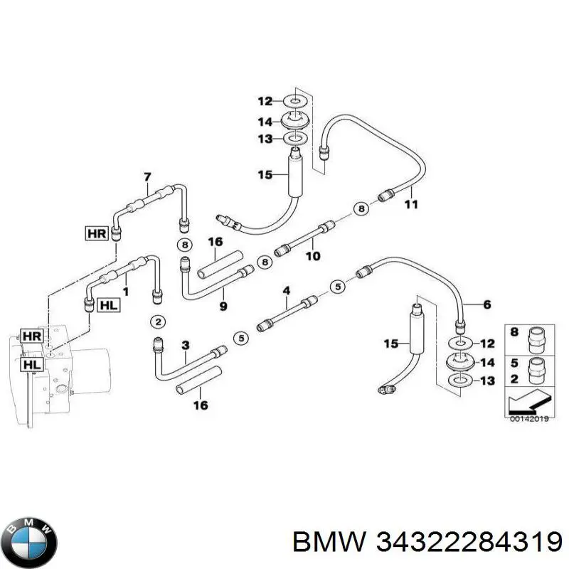 34322284319 BMW Гибкая тормозная трубка задняя