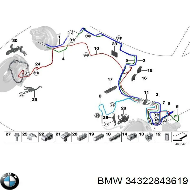 34322843619 BMW tubo dianteiro direito do freio