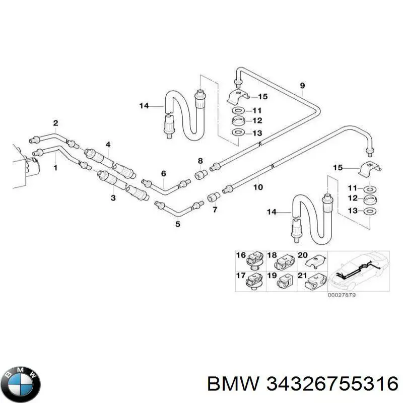 Шланг тормозной задний, правый BMW 34326755316 цена, от 20.82 USD