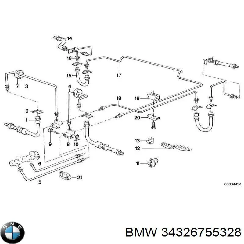 Трубка тормозная задняя правая 34326755328 BMW