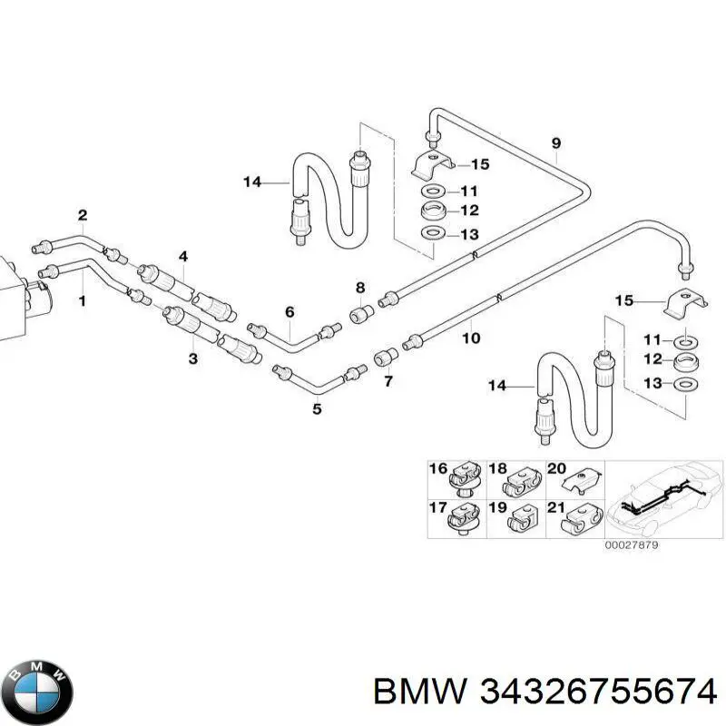 Tubo de freno trasero derecho 34326755674 BMW