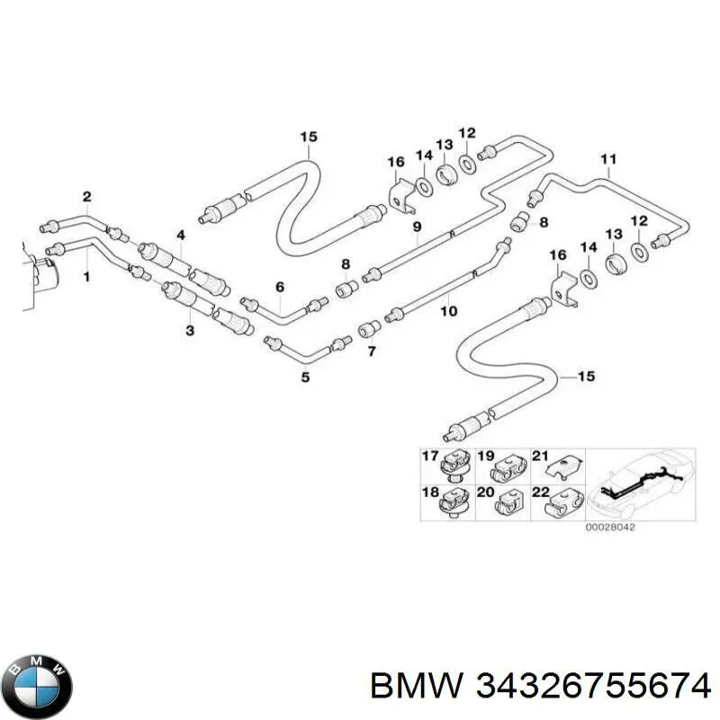 Купить 34326755674 BMW Трубка тормозная задняя правая