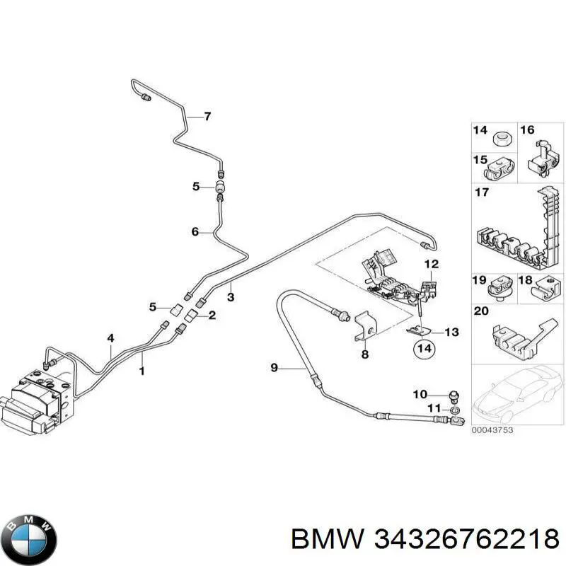 Шланг тормозной задний правый 34326762218 BMW