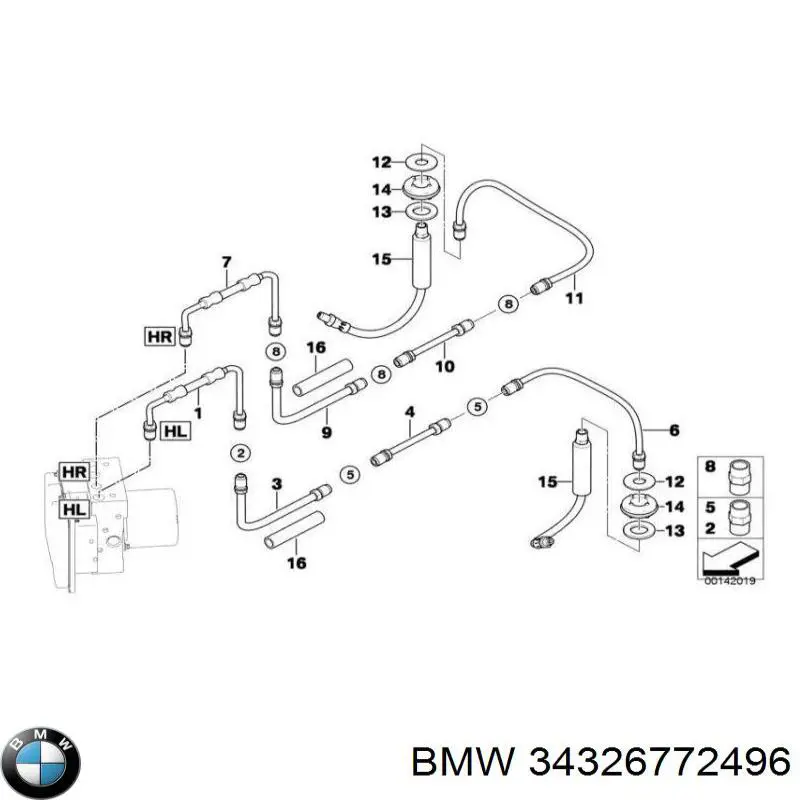 34326772496 BMW Шланг тормозной задний правый