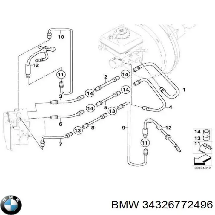 Купить 34326772496 BMW Шланг тормозной задний правый