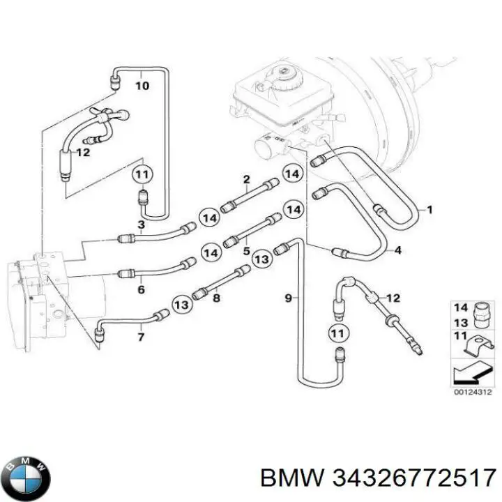 Шланг тормозной задний правый 34326772517 BMW