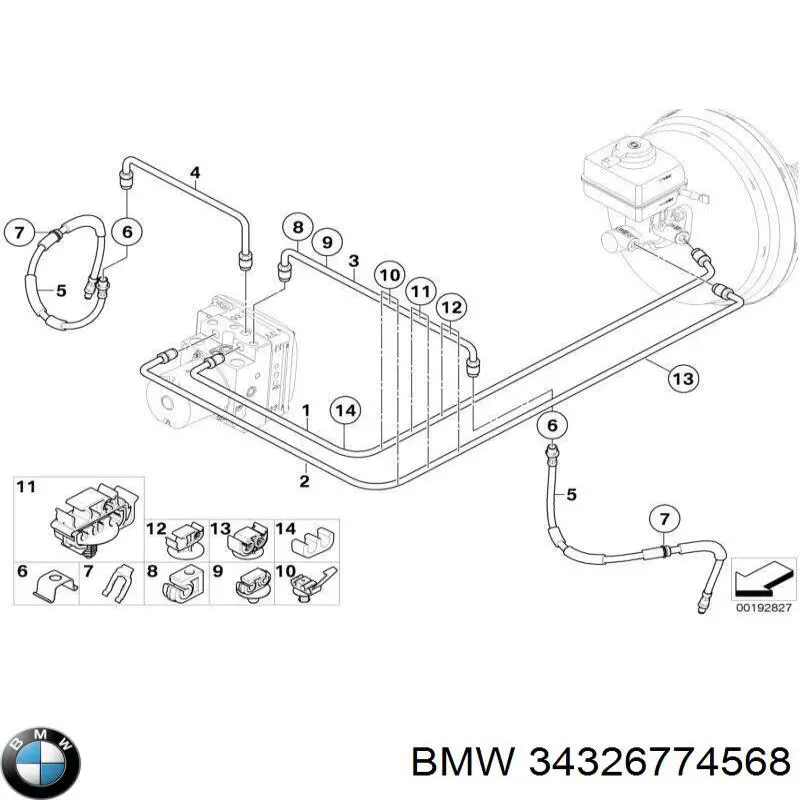 34326774568 BMW Шланг тормозной задний правый