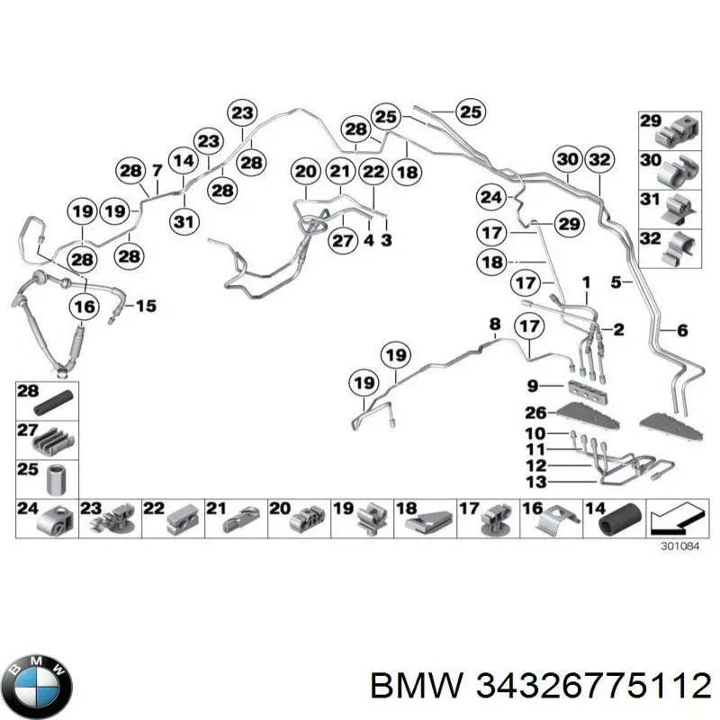 34326775112 BMW Шланг тормозной задний правый