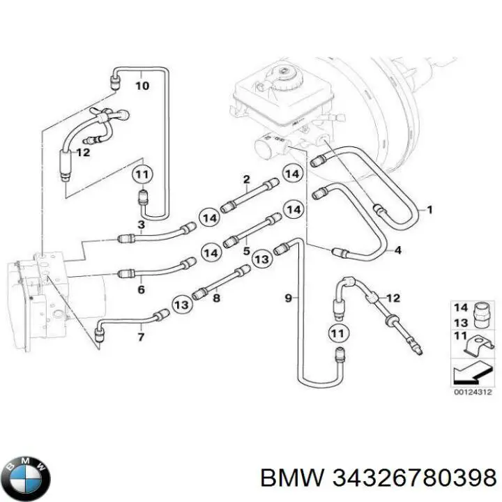 34326780398 BMW Шланг тормозной задний правый