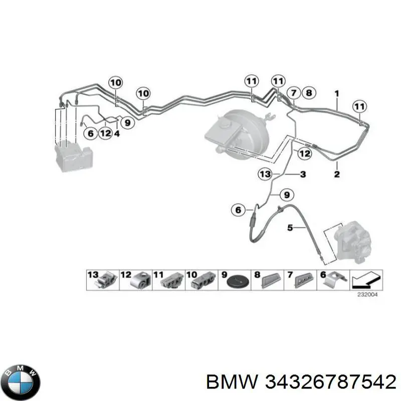 34326787542 BMW mangueira do freio traseira direita