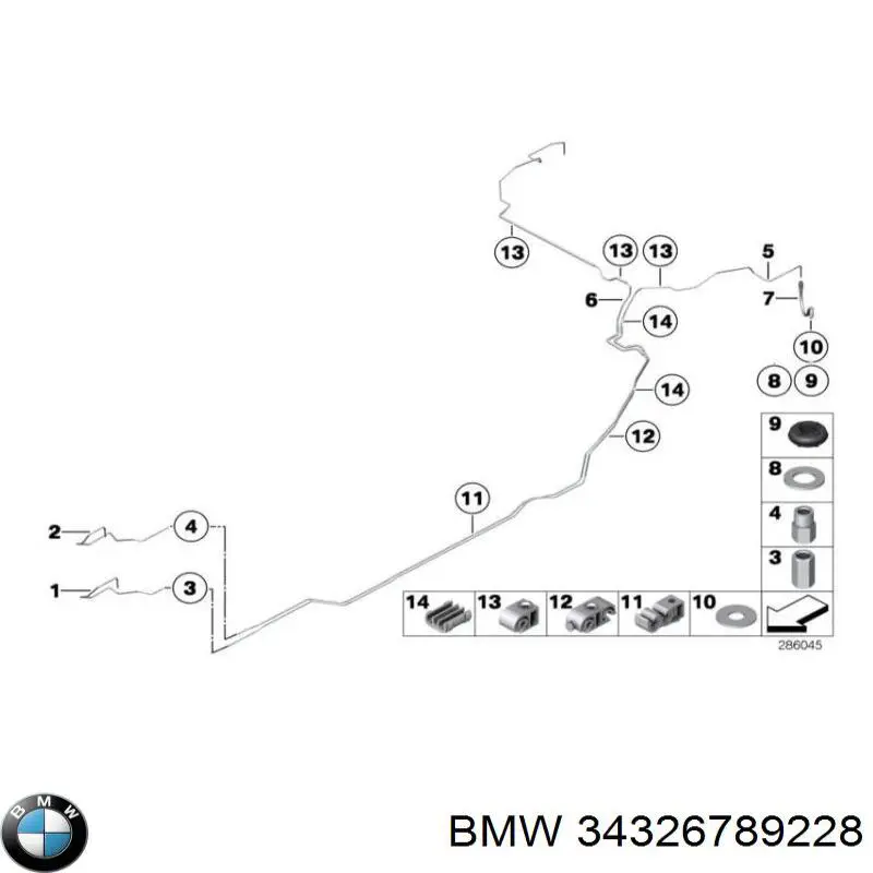 34326789228 BMW Шланг тормозной задний правый