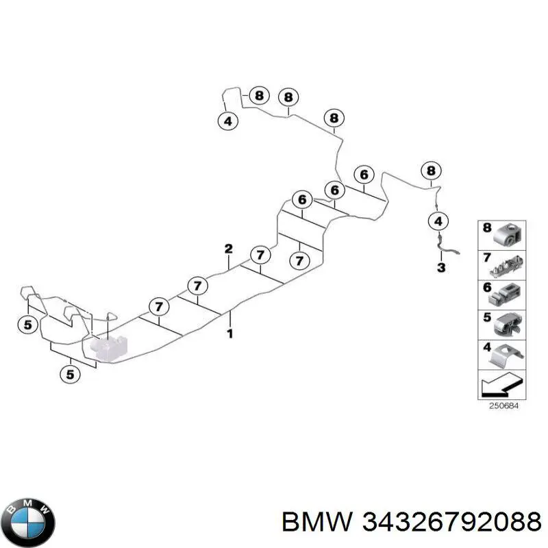 34326792088 BMW Шланг тормозной задний правый